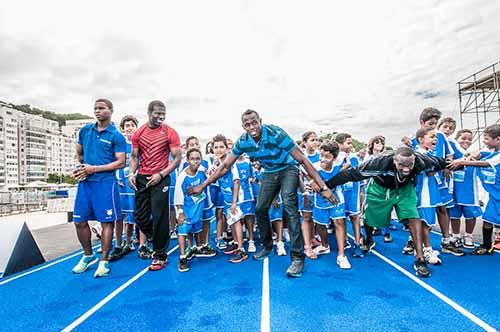 O velocista Usain Bolt conheceu, na manhã de sexta-feira, dia 29 de Março, a pista de 150 metros do Desafio Mano a Mano /  Foto: Thiago Diz/Mano a Mano